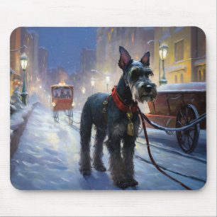 Alfombrilla De Ratón Miniature Schnauzer Temporada Navideña Festiva