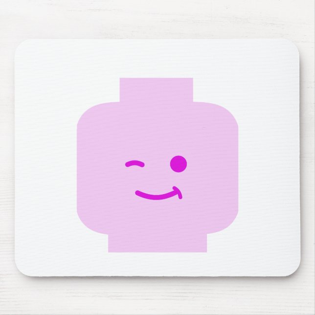 Alfombrilla De Ratón Minifig que guiña la cabeza cerca modifica mi (Frente)