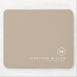 Alfombrilla De Ratón Minimal Classic Monogram Name Beige<br><div class="desc">Minimalist monogram design with classic block monogram medallion in a classic font with personalized name and title below on a simple black background. Personalize for your custom use.</div>