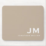Alfombrilla De Ratón Minimal Modern Block Monogram Beige<br><div class="desc">A minimalist monogram design with large typography initials in a classic block typography with your name below. This professional mousepad is perfect for home,  office or personalized gift.</div>