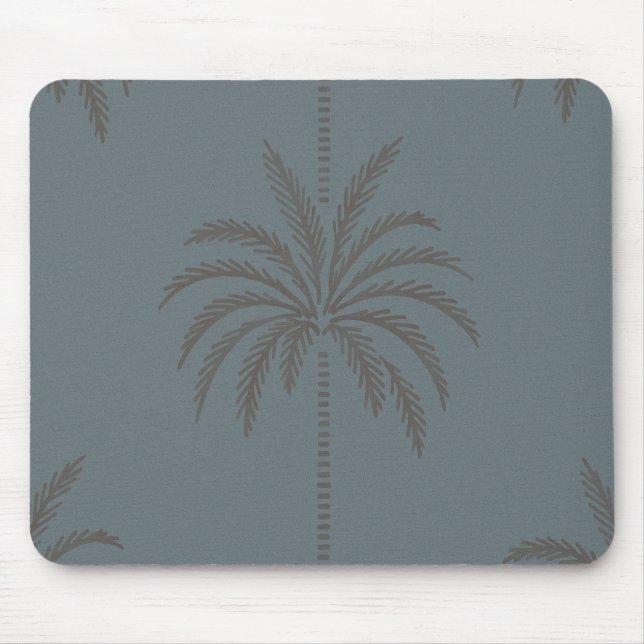 Alfombrilla De Ratón Minimal Palm Tree Pattern Blue Grey Tropical  (Frente)