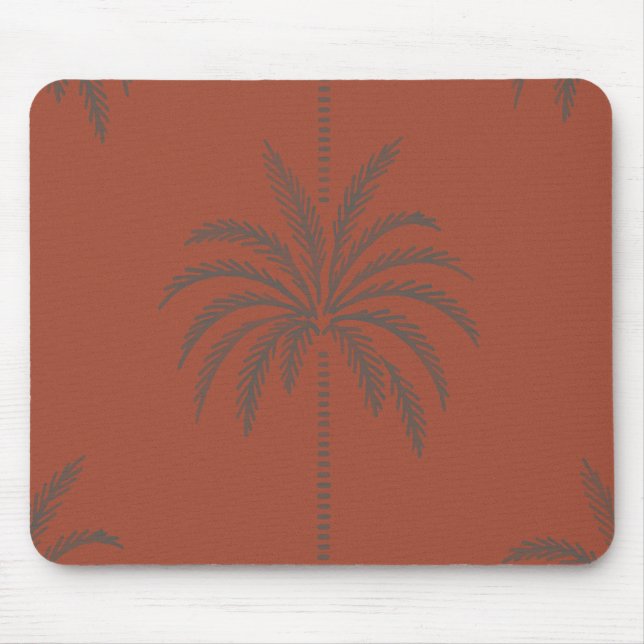 Alfombrilla De Ratón Minimal Tropical Palm Tree Pattern Terracotta  (Frente)