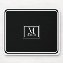 Alfombrilla De Ratón Minimalist Chic Black Monogram Double Boarder