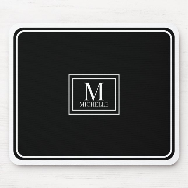 Alfombrilla De Ratón Minimalist Chic Black Monogram Double Boarder (Frente)