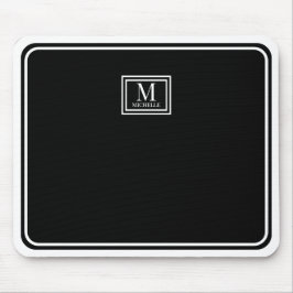 Alfombrilla De Ratón Minimalist Chic Black Monogram Double Boarder