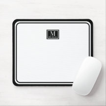 Minimalist Chic Black Monogram Double Boarder