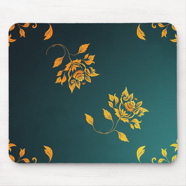 Alfombrilla De Ratón Minimalist Golden Floral Mouse Pad (Frente)