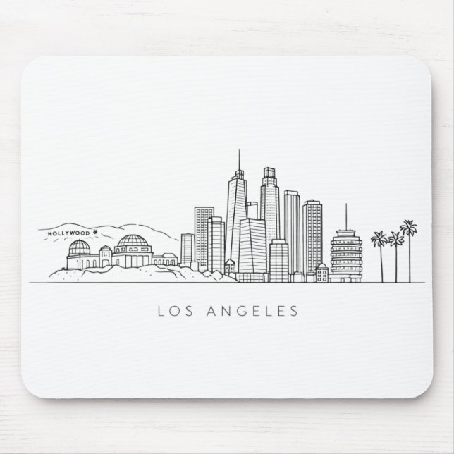 Alfombrilla De Ratón Minimalist Los Angeles Skyline Illustration (Frente)