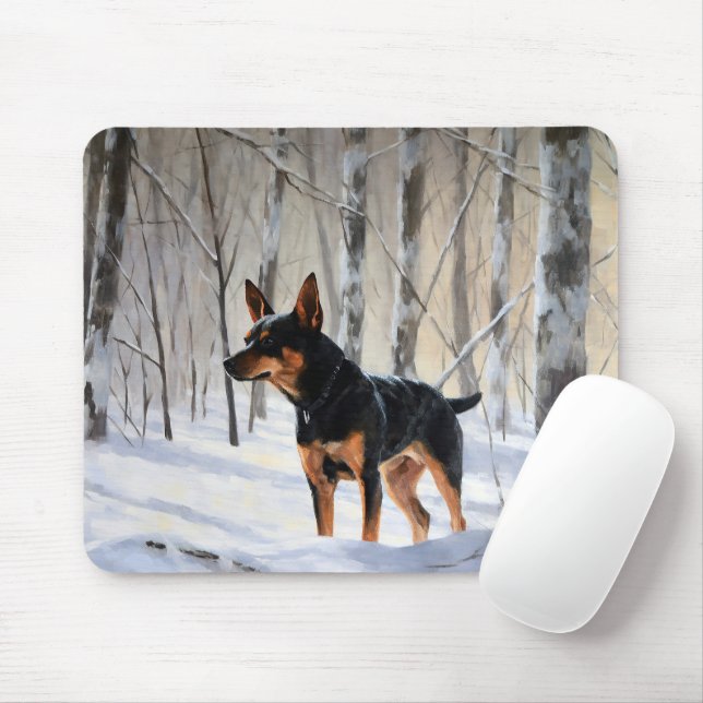 Alfombrilla De Ratón Ministra Pinscher deja que nieva a Navidades (Con ratón)