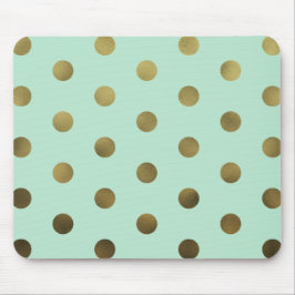 Alfombrilla De Ratón Mint Glam Faux Gold Polka Dots Modern Mousepad