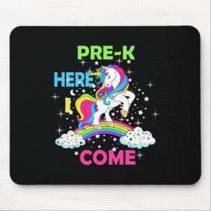 Alfombrilla De Ratón Mira el pre k aquí vengo Chica Unicorn Preescolar
