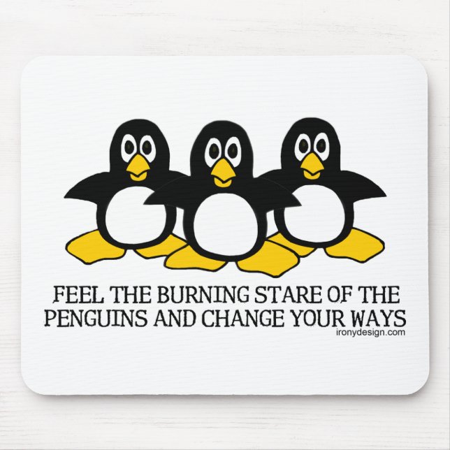 Alfombrilla De Ratón Mirada fija ardiente de los pingüinos Mous… - (Frente)