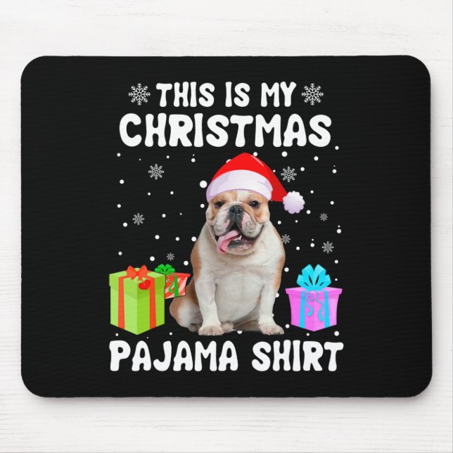 Alfombrilla De Ratón Mis Navidades Perro Bulldog Inglés Perro Pajama Pu (Frente)