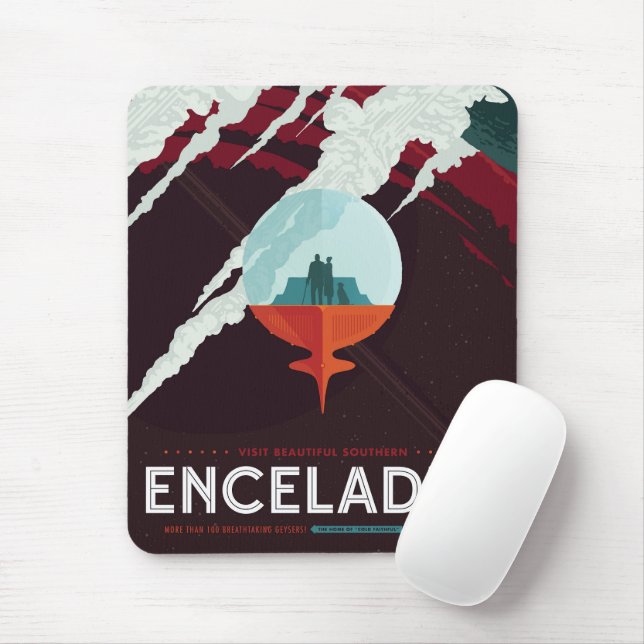 Alfombrilla De Ratón Misión Retro Space Poster-Cassini A Saturno (Con ratón)