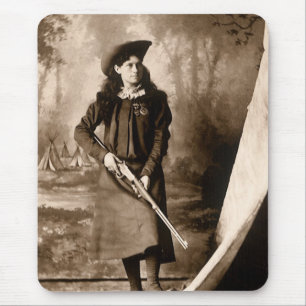 Alfombrilla De Ratón Miss Annie Oakley con un retrato fotográfico vinta
