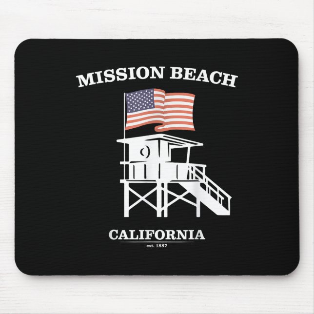 Alfombrilla De Ratón Mission Beach Shirt Retro San Diego California Bea (Frente)