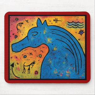 Alfombrilla De Ratón Misterio del cojín de ratón azul del caballo -