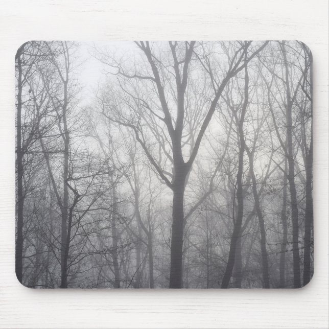 Alfombrilla De Ratón Misty Trees Gray Woodland (Frente)