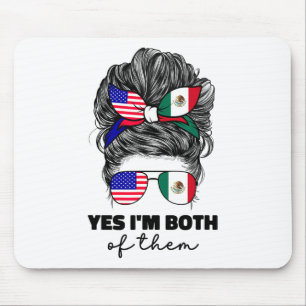 Alfombrilla De Ratón Mitad Mexicano Y Americano México América Bandera 