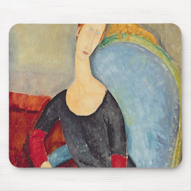 Alfombrilla De Ratón Mme Hebuterne en una Chair azul, 1918 (Frente)