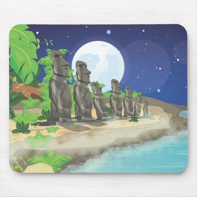 Alfombrilla De Ratón Moái de Isla de Pascua (Frente)