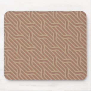 Alfombrilla De Ratón Mocha Mousse Brown Buffed Beige Wavy Line Patrón