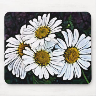 Alfombrilla De Ratón Moda bohemia Hipster Daisy blanco de verano