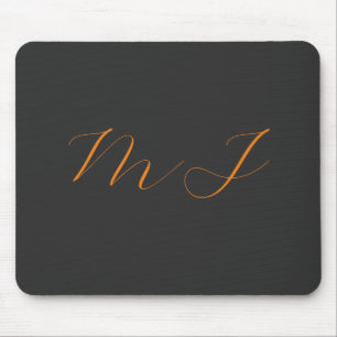 Alfombrilla De Ratón Moda caligrafía naranja gris monograma nombre inic