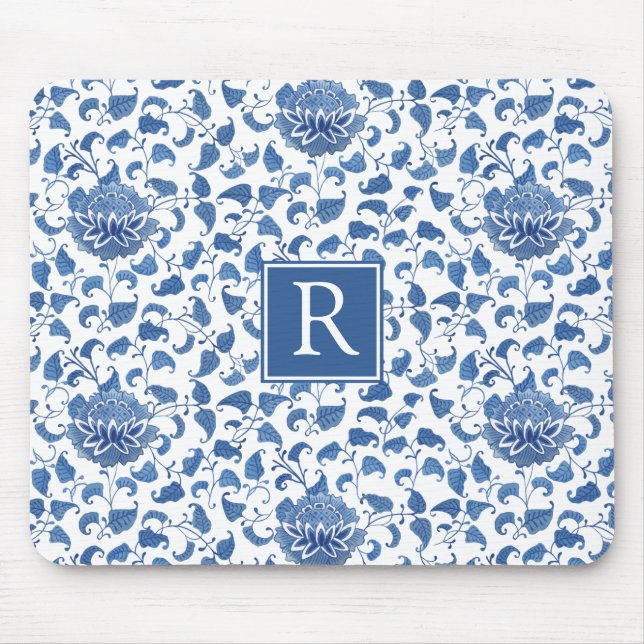 Alfombrilla De Ratón Moda Chinoiserie clásica azul y blanco (Frente)