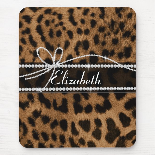 Alfombrilla De Ratón Moda de moda girly faux marrón leopardo animal (Frente)