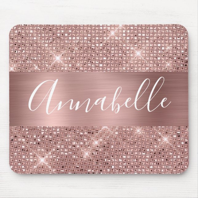 Alfombrilla De Ratón Moda de Relieve metalizado Rosa Gold Faux (Frente)