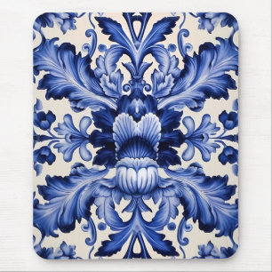 Alfombrilla De Ratón Moda elegante Flor azul Delfware Blue