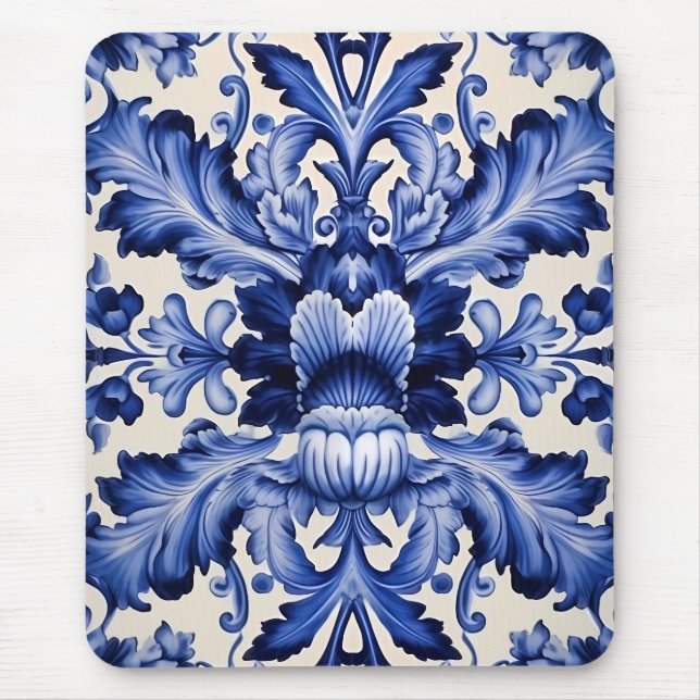 Alfombrilla De Ratón Moda elegante Flor azul Delfware Blue (Frente)
