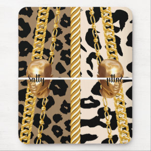 Alfombrilla De Ratón Moda Golden Wild Lujoso Girly Bday