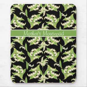 Alfombrilla De Ratón Moda Mousepad floral: Lilies of the Valley, negro
