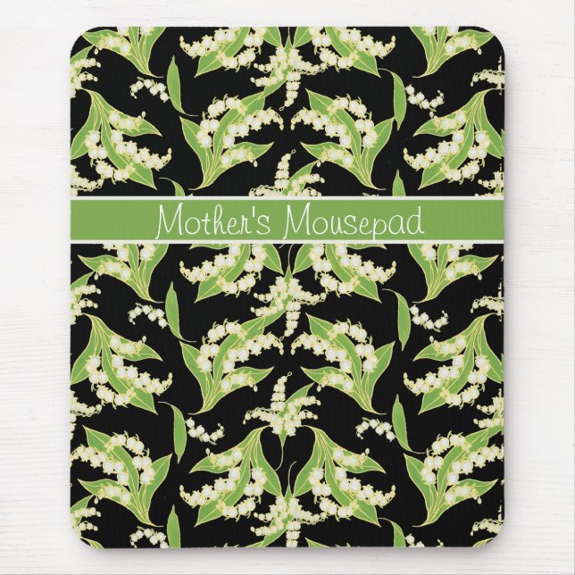 Alfombrilla De Ratón Moda Mousepad floral: Lilies of the Valley, negro (Frente)