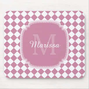Alfombrilla De Ratón Moda Nombre monogramado Rosa Rosa marcado