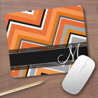 Moda Patrón Chevron Naranja gris negro Monograma