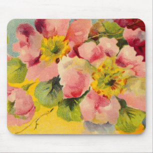 Alfombrilla De Ratón Moda Retro Elegante Primoras Florales Vintage Rosa