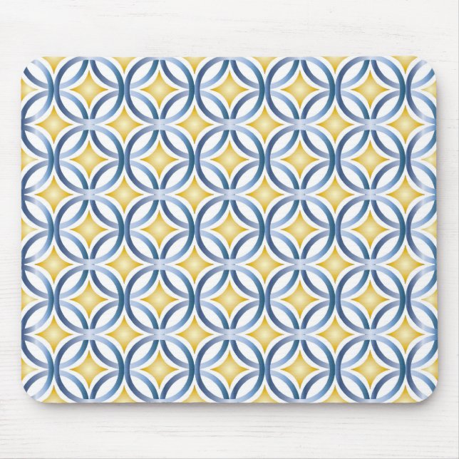 Alfombrilla De Ratón Modelo azul y amarillo retro (Frente)