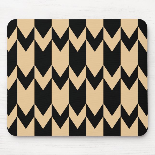 Alfombrilla De Ratón Modelo beige y negro de Chevron (Frente)