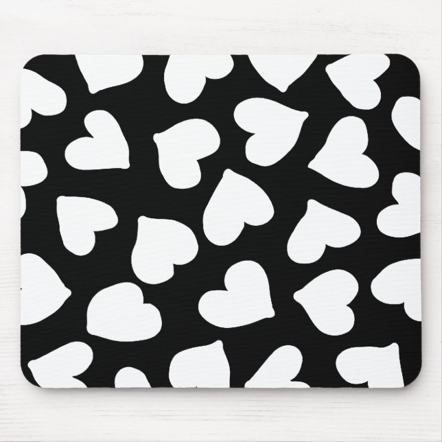 Alfombrilla De Ratón Modelo blanco y negro del corazón (Frente)