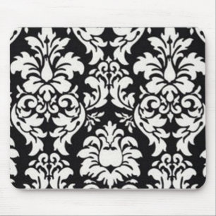 Alfombrilla De Ratón Modelo blanco y negro del damasco
