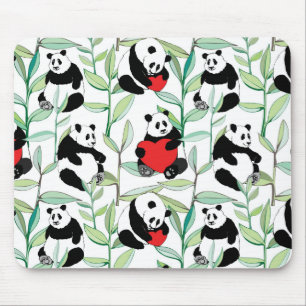 Alfombrilla De Ratón modelo con las pandas preciosas con los corazones