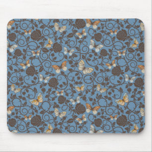 Alfombrilla De Ratón modelo con los rosas y la mariposa