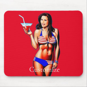 Alfombrilla De Ratón Modelo de fitness bikini patriótico Thunder_Cove