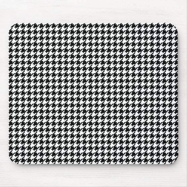 Alfombrilla De Ratón Modelo de Houndstooth - blanco y negro (Frente)