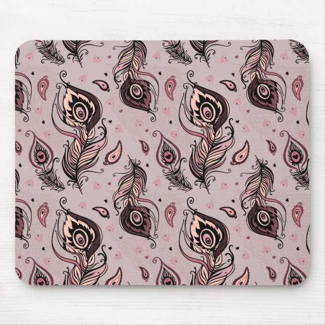 Alfombrilla De Ratón Modelo de la pluma del pavo real (Frente)