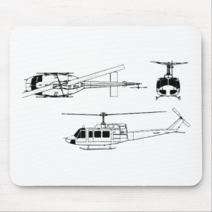 Alfombrilla De Ratón Modelo de UH1 Huey (Iriquois)