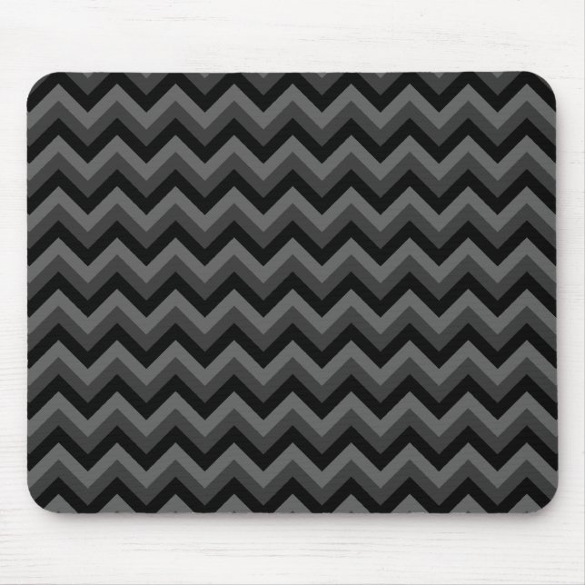 Alfombrilla De Ratón Modelo de zigzag negro y gris (Frente)